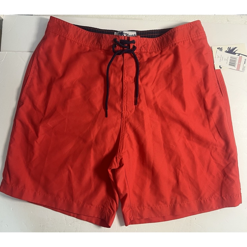 Trunks Surf & Swim Co. Swim Trunks Men Sz Large Red Coral Lined Swim Shorts-New